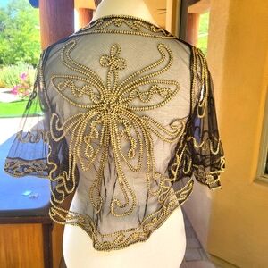 Sheer embroidered Shrug Bolero Jacket coat costume cover Vintage 20s Gatsby 1920